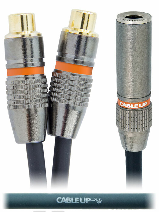 Cable Up by Vu YP-PF2-RFD-0.5 6" 1/4" TS Female to Dual RCA Female Parallel Y-Cable YP-PF2-RFD-0.5