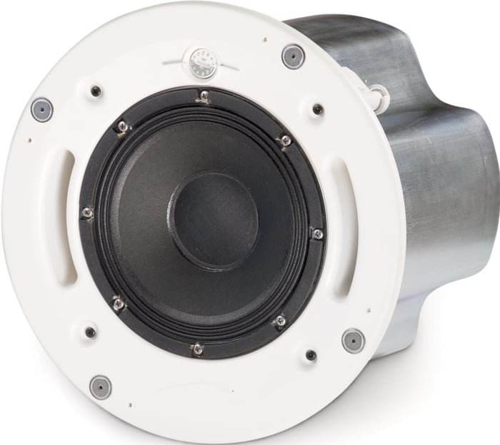 QSC AD-C821R-SYSTEM Loudspeaker System with AD-C821 Loudspeaker, Split Ring, Tile Rails, & Round White Grille AD-C821R-SYSTEM