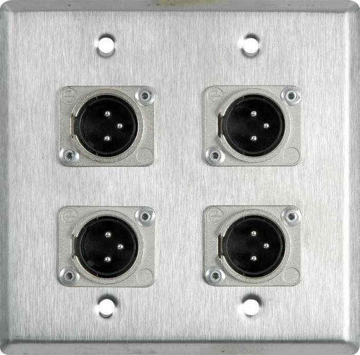 My Custom Shop WPL-2109-TB Wall Plate: 2 Gang, 4 XLR 3-pin (M)