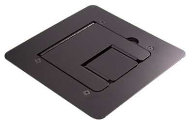 Mystery Electronics FMCA1200 Flat-Trimming Black Floor Box With Cable Slots