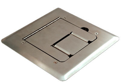 Mystery Electronics FMCA1800 Self-Trimming Stainless Steel Floor Box With Cable Door