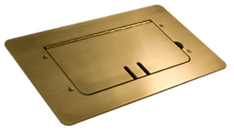 Mystery Electronics FMCA2300 Brass Flat-Trimming Steel Floor Box With Cable Slots, WITHOUT Inserts