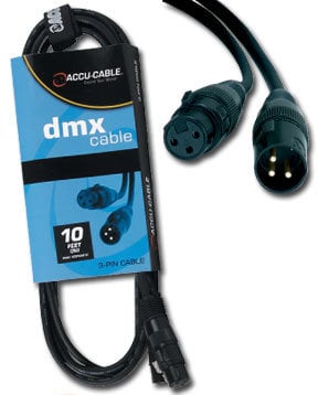 Accu-Cable AC3PDMX10 10 ft 3-Pin DMX Cable with XLR Connectors AC3PDMX10