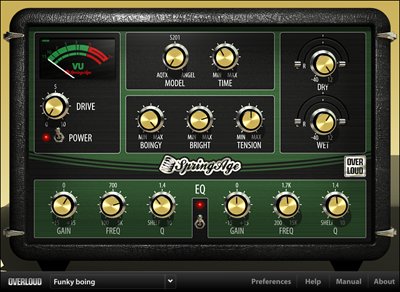 Overloud SPRINGAGE Spring Reverb Plug-in (Electronic Delivery) SPRINGAGE