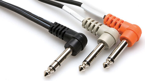 Hosa STP201RR Insert TRS to 2 TS Cable, 3.3ft, Right Angle STP201RR
