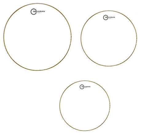 Aquarian S2C-AQUARIAN 3-Pack Of Super-2 Tom Tom Drumheads In Clear: 10",12",16"