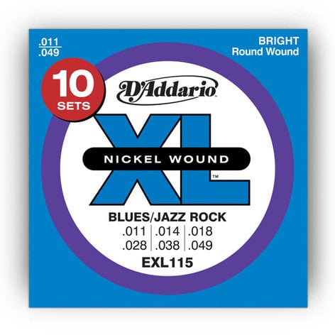 D`Addario EXL115-10P 10 Pack Of .011-.049" Electric Guitar Strings