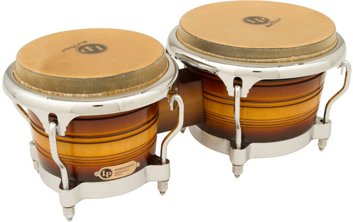 Latin Percussion LP201AX-2MSB Generation II Bongos in Matte Sunburst Finish with Chrome Hardware LP201AX-2MSB
