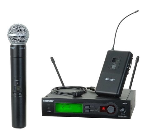 Shure SLX124/85/SM58 Wireless Diversity Combo Bodypack/Handheld Microphone System with SM58 Capsule and WL185 Lapel SLX124/85/58