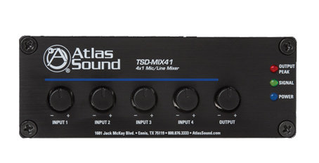 Atlas Sound TSD-MIX41 4-Channel Mic/Line Mixer TSD-MIX41