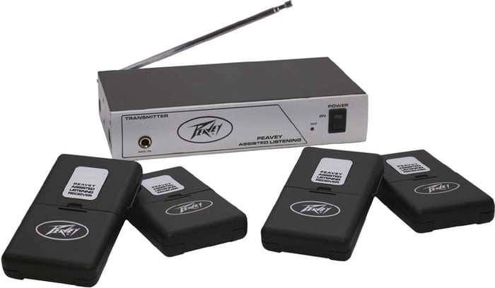 Peavey Assisted Listening System 72.9 MHz System With Transmitter, 4 Receivers And 4 Earbuds
