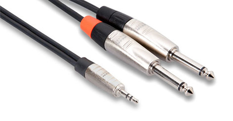 Hosa HMP-006Y 6 ft 1/8" TRS Male to Dual 1/4" TS Male Y-Cable HMP006Y