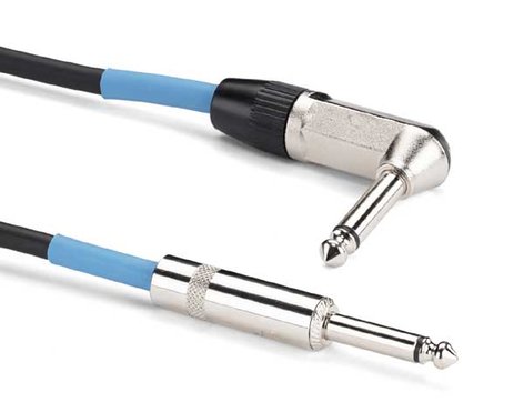 Samson TIL10 10' Tourtek Instrument Cable, 1/4" Mono Male To Male With One Right Angle Connector