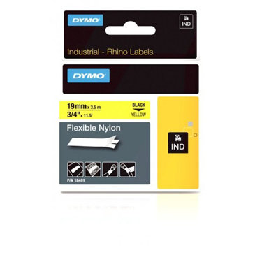 Dymo Corporation 18491 3/4" Industrial Flexible White Nylon Label Tape for Rhino Label Printers 18491