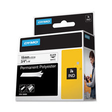 Dymo Corporation 18484 3/4" Industrial White Permanent Polyester Label Tape for Rhino Label Printers 18484