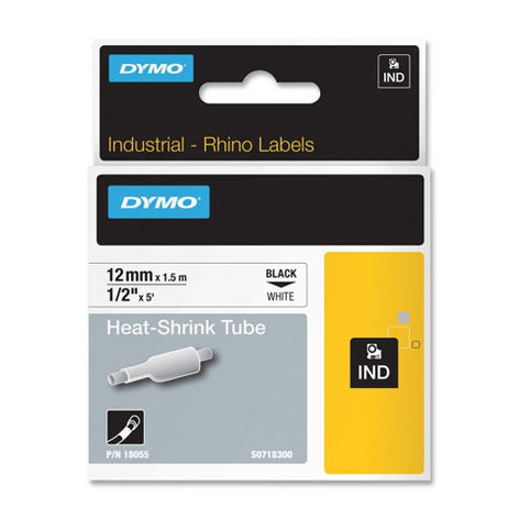 Dymo 18055 1/2" Industrial White Heat Shrink Tape For Rhino Label Printers