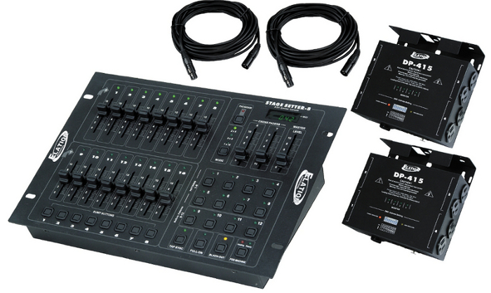 ADJ Stage Pak 1 DMX Lighting Control Package, 1x Stage Setter 8, 2x DP-DMX4B And 2x DMX Cables