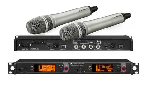 Sennheiser 2000H2-205BK Dual Channel Handheld Wireless Mic System, w/KK 205 Capsules, Black 2000H2-205BK