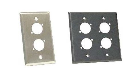 Whirlwind WP1/2ND Single Gang Wallplate With 2 D Series Punches, Silver