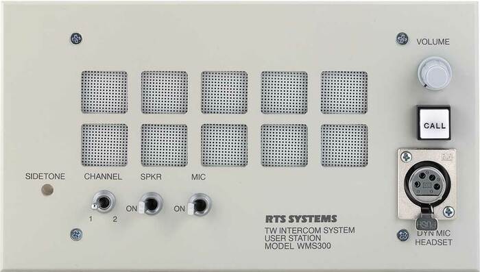 RTS WMS-300L A4F 2-Channel Wall Mount User Station with Speaker, A4F Headphone Connector WMS300L/A4F