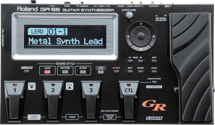 Roland GR55GK-BK Guitar Synthesizer in Black with GK-3 Divided Pickup, Cable GR55GK-BK