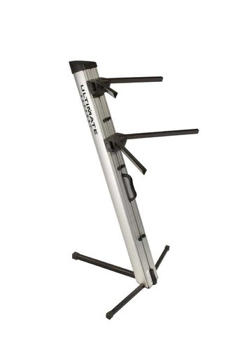 Ultimate Support AX-48 PRO SILVER APEX Two-Tier Portable Column Keyboard Stand in Silver AX48PRO-SILVER