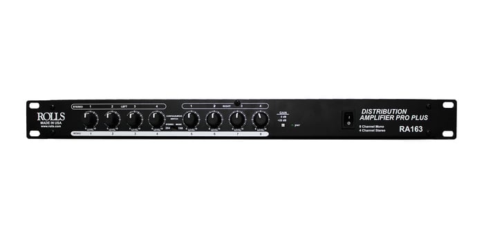 Rolls RA163 8 Mono/4 Stereo Channel Distribution Amplifier with Rear XLR I/O Jacks RA163