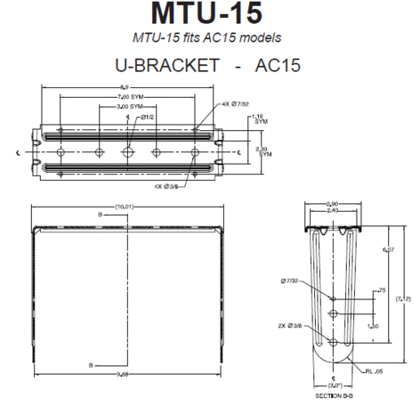 JBL MTU-15 U Bracket For Ac15, Black