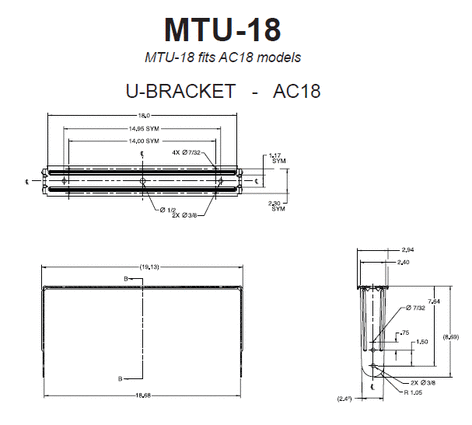 JBL MTU-18 U Bracket For AC18, Black