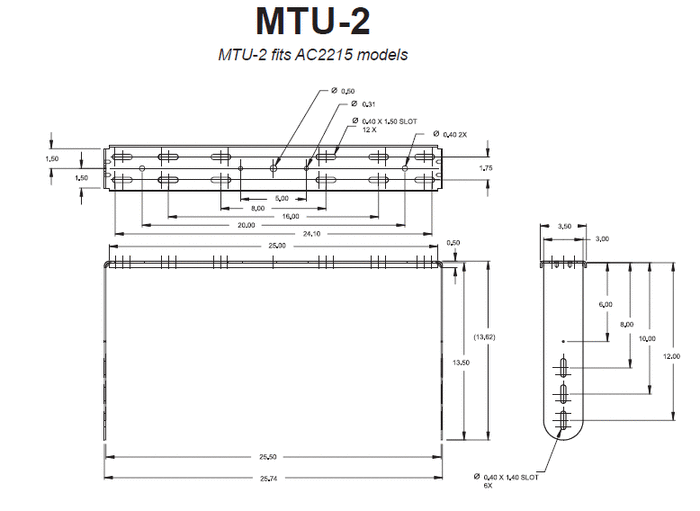 JBL MTU2-WHITE U-Bracket For AC2215/95/64/00