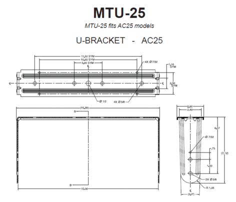 JBL MTU-25 U Bracket For AC25, Black
