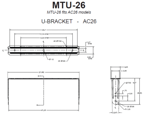 JBL MTU-26 U Bracket For AC26, Black