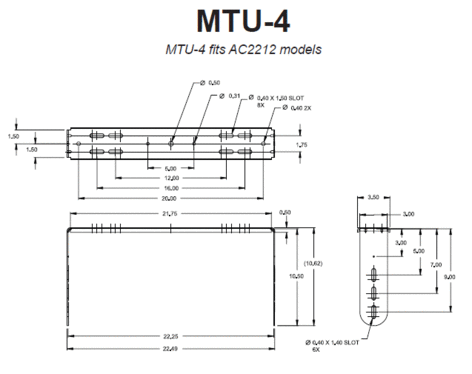 JBL MTU-4 Ae Series 22-1/4" U-Bracket For AC2212, Black