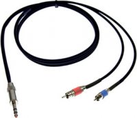 Pro Co IPBQ2R-25 25 ft. Excellines 1/4" TRS to 2x RCA Insert Patch Cable IPBQ2R-25