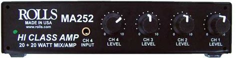 Rolls MA252 4-Channel Stereo Mixer Amplifier, 20W Per Channel, 3x RCA And 1x XLR Input