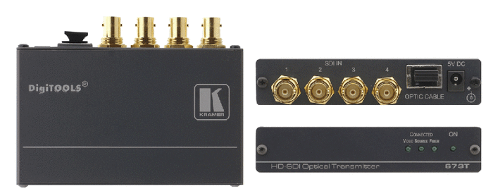Kramer 673R/T 4-Channel 3G HD-SDI over Single Fiber Optic Transmitter & Receiver 673R/T