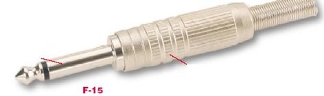 Canare F15-CANARE 2-pole 1/4" male Phone Plug, solder terminals F15-CANARE