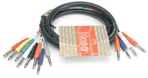Hosa STP802 Insert snake, 4-1/4"TRS male phone plugs to 8-1/4"TS male phone plugs, 6.6' STP802