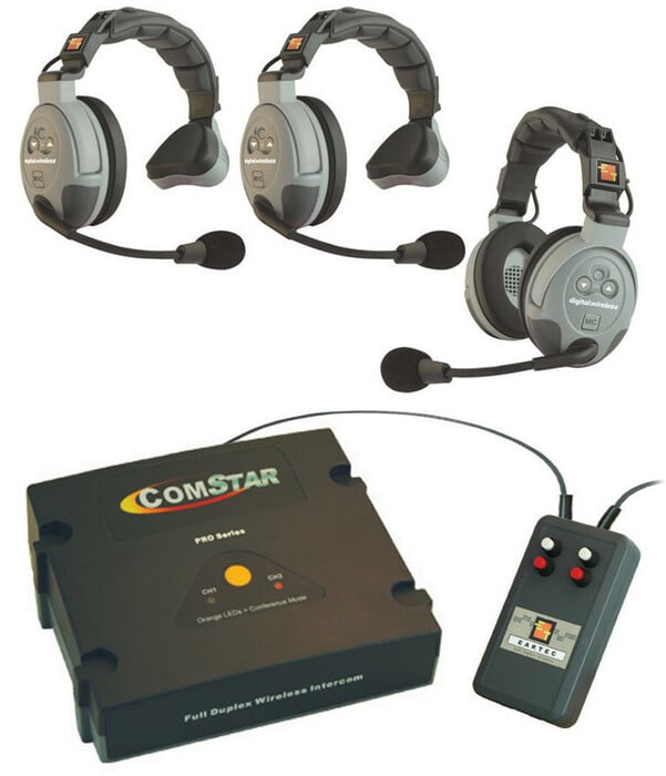 Eartec Co CSXTPLUS-3 2-Channel Com-Center Transceiver With Wired To Wireless Interface And 3 Headsets