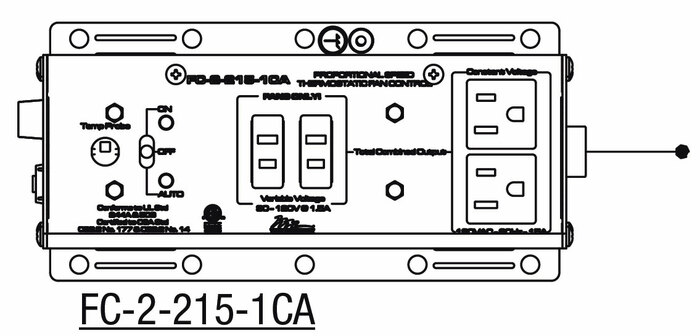 Middle Atlantic FC-2-215-1CA Thermostatic Fan Control Module With 2 Always On Outlets