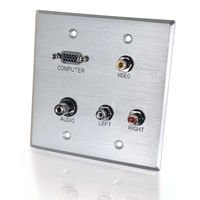 Cables To Go 40506 Double Gang A/V Wall Plate, HD15 VGA + 3.5mm + Composite Video + Stereo Audio, Brushed Aluminum