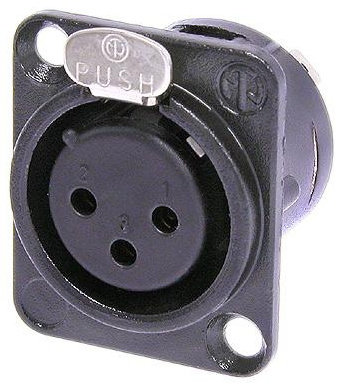 Neutrik NC3FD-L-BAG 3-pin XLRF Panel Mount Connector, Black