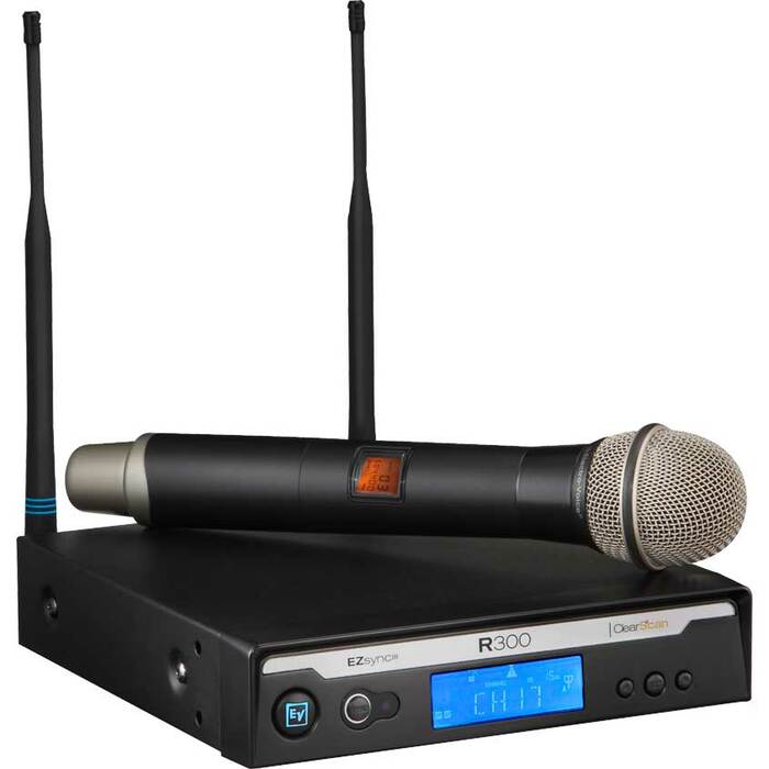 Electro-Voice R300 HD Wireless Handheld Microphone System with HT-300 Transmitter, PL22 Mic Element, and Case R300-HD