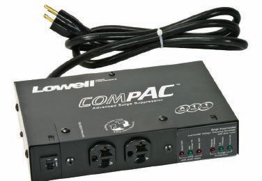 Lowell ACSP-2002-VTE Compact Surge Suppressor, 20A, 2 Outlets, Over/Under Protection