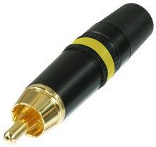 Neutrik NYS373-4 REAN Gold RCA Plug with Yellow Color Coding Ring NYS373-YELLOW