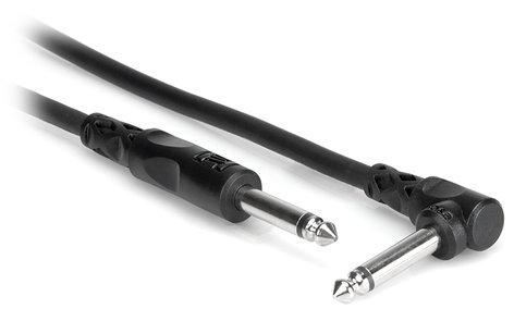 Hosa CPP-103R 3ft Unbalanced Interconnect Audio Cable - 1/4" TS to Right-angle 1/4" TS CPP103R