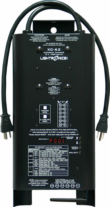 Lightronics Inc. XC62-WSRX 6 Channels x 1200W Wireless DMX Portable Dimmer with Built-In Wireless DMX Receiver XC62-WSRX