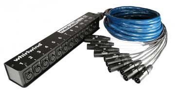 Whirlwind MS12-M-NR-25 12Ch Mini-12 Snake, 12 XLR Inputs, No Returns, 25ft, Fan to Box MS12-M-NR-25