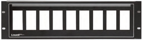 Lowell D9P-ID-3 Decorator Rack Panel, 3 Rack Unit, 9 Devices, Black