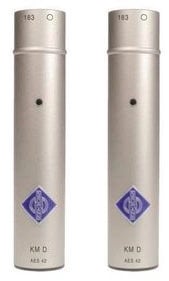 Neumann KM 183 D Stereo Set Mini Digital Microphone System: 2 KK 183 Omnidirectional Capsules and 2 KM D Output Stages in Satin Nickel with Accessories KM183D-SET-ST